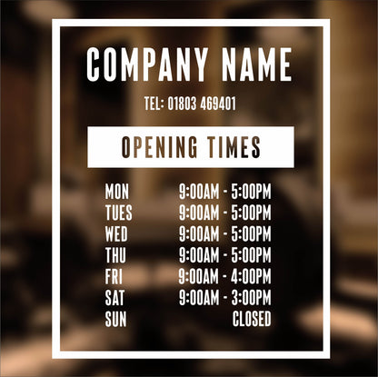 Business Opening Hours - TYPE 9
