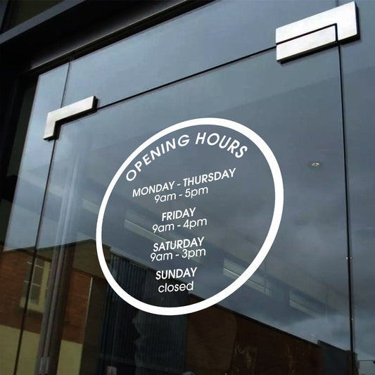 Round Business Opening Hours Decal