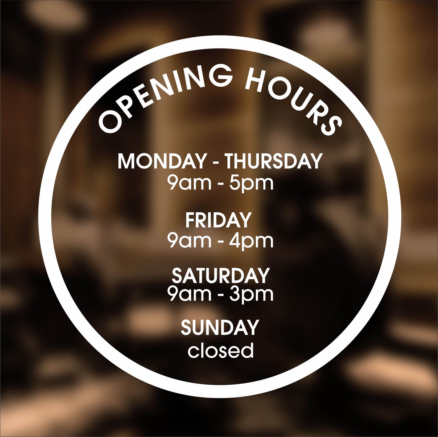 Round Business Opening Hours Decal