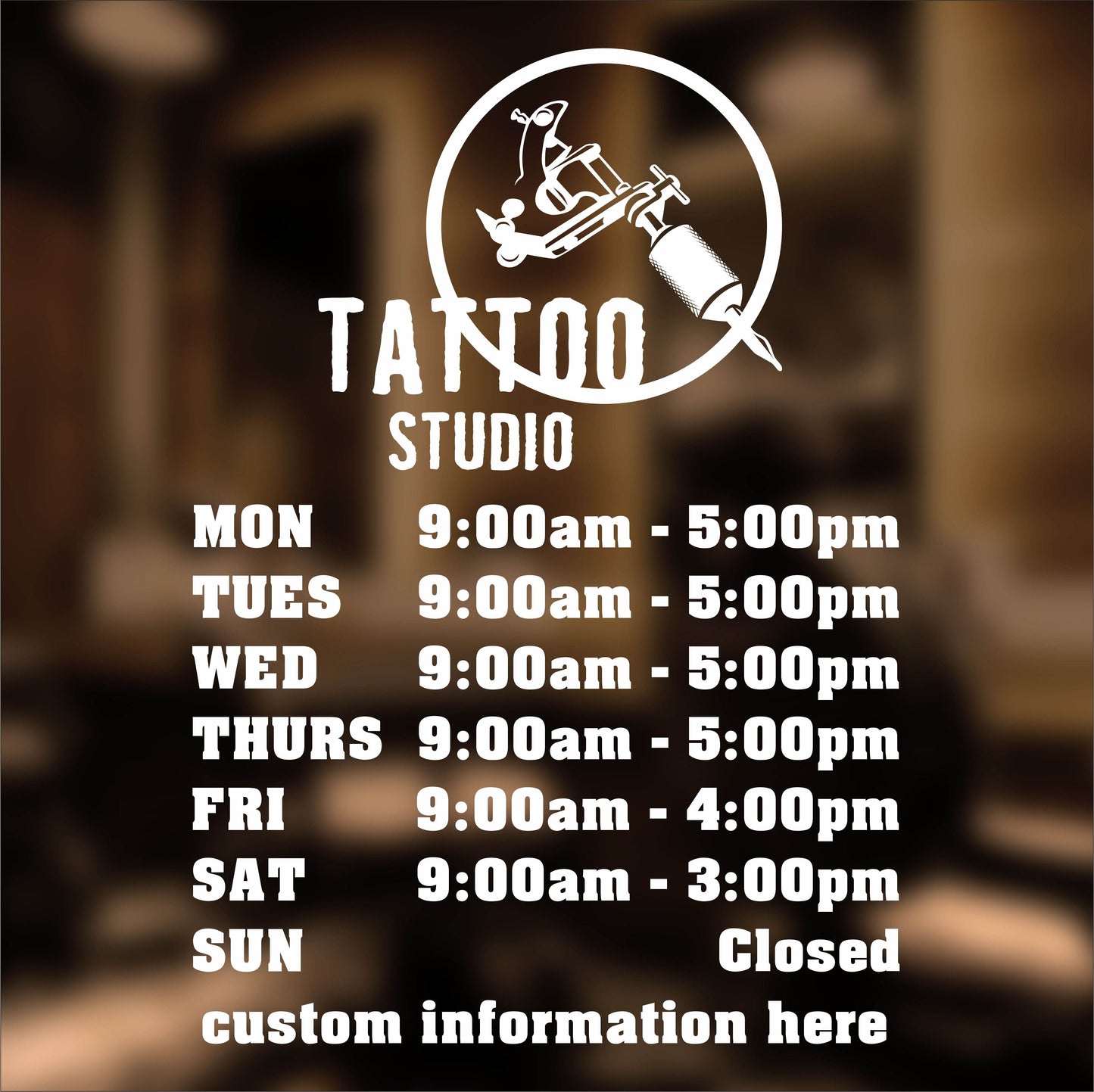 Tattoo Shop/Studio Business Opening Hours - Type 1