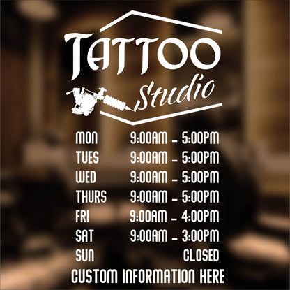 Tattoo Shop/Studio Business Opening Hours - Type 2